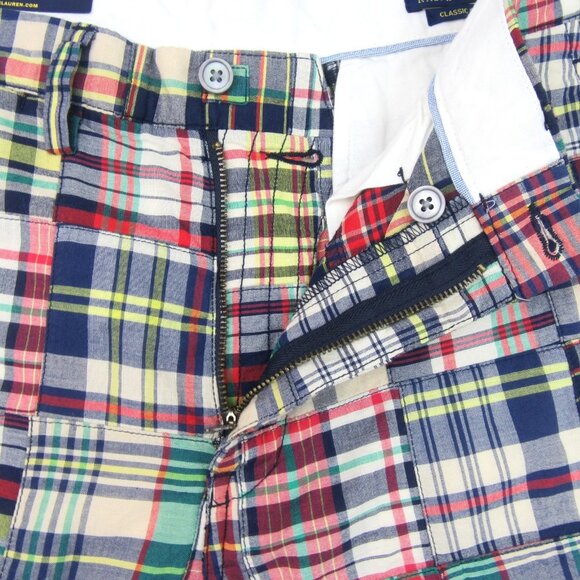 Polo Ralph Lauren Patchwork Madras Chino Shorts Classic Fit 9" Mens Size 33 NEW - Picture 3 of 15